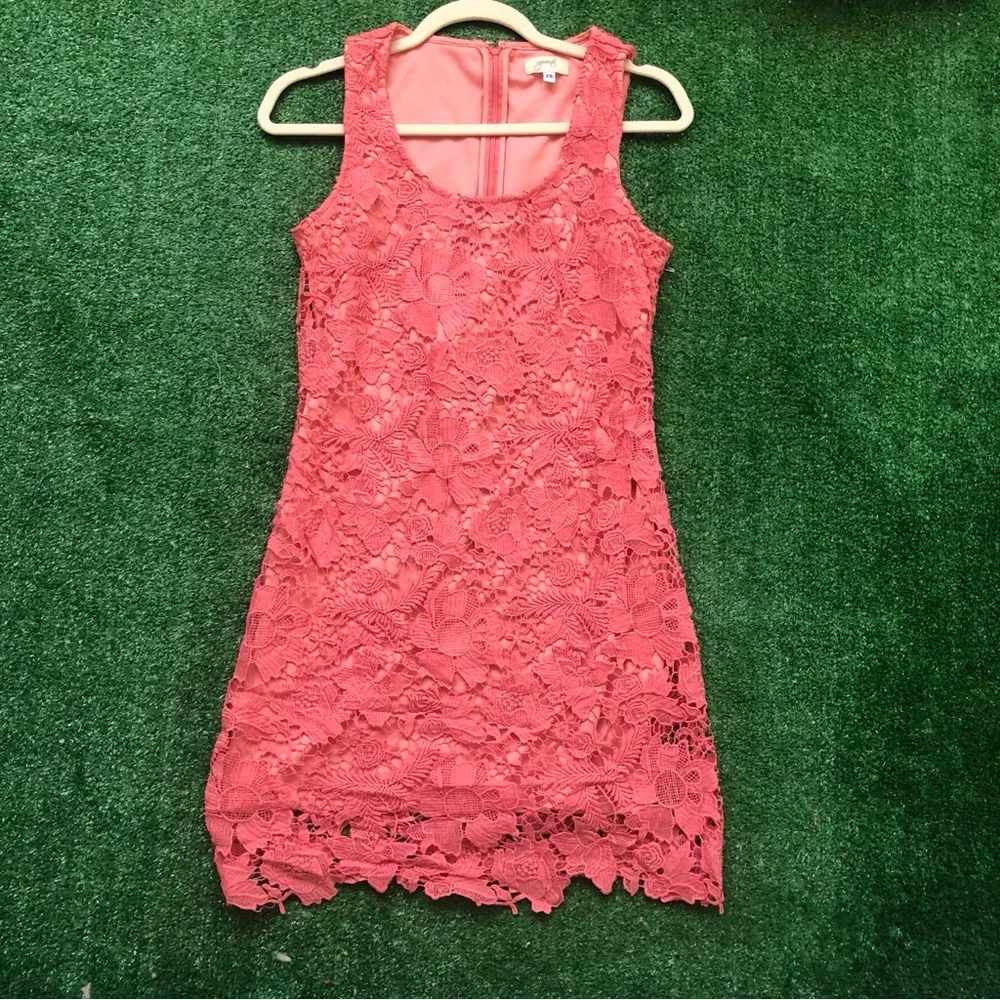 Coral Sleeveless Crochet Dress Sheath Spring Summer Dress Size S - Picture 4 of 7